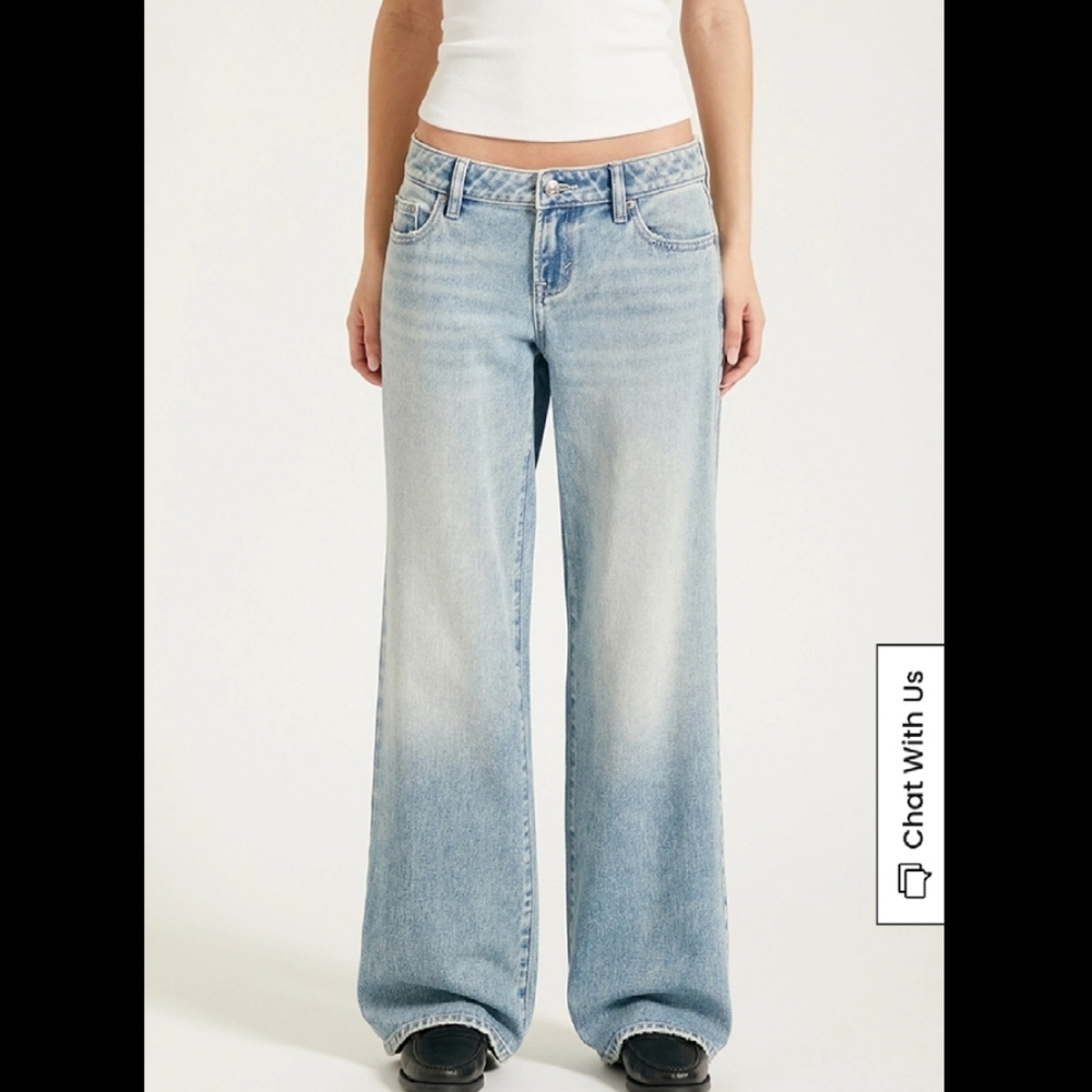 PACSUN Zoe Low Rise Girlfriend Jeans Light Blue Wide Leg Jeans 28